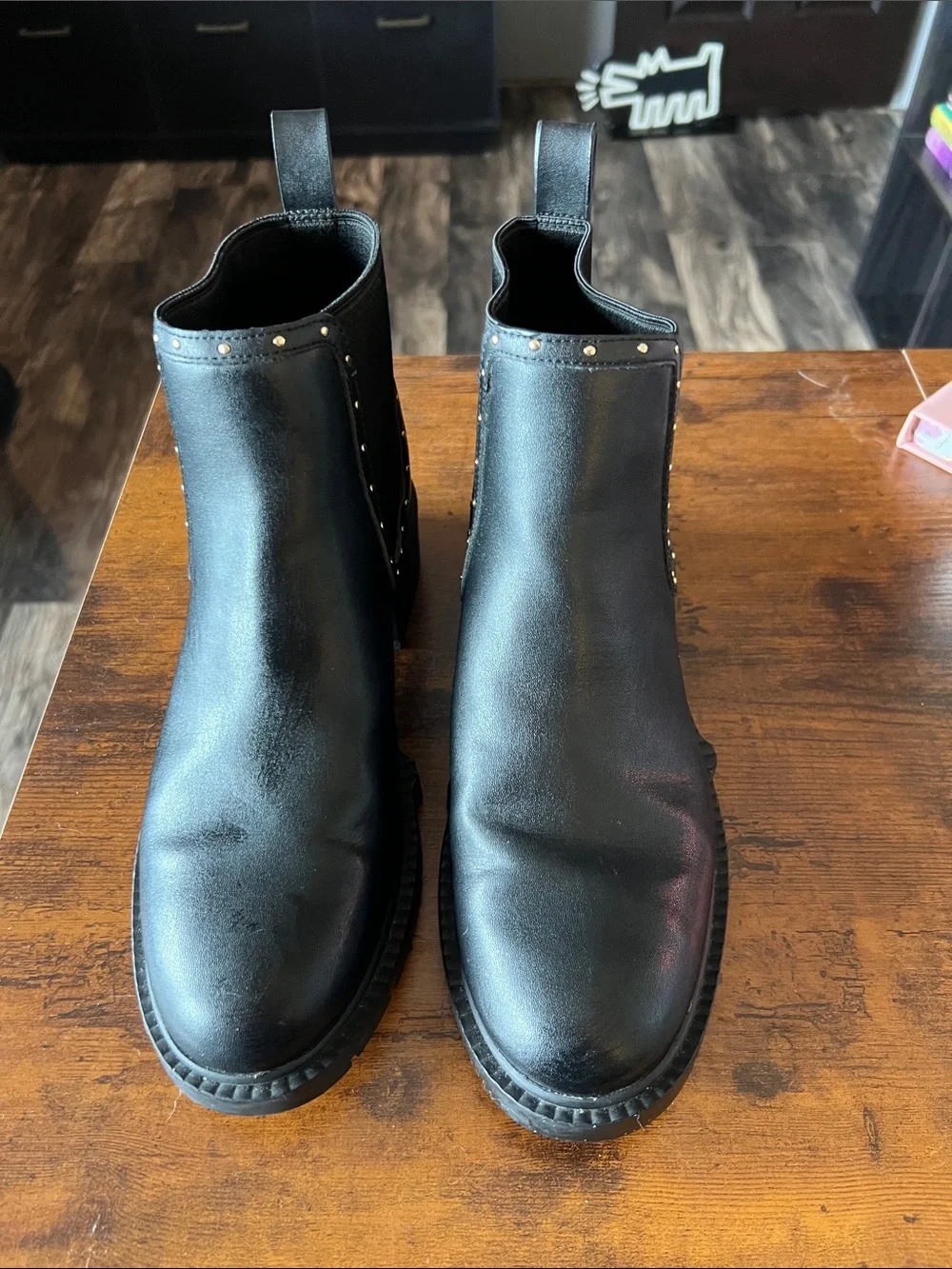 Coach Smooth leather ankle bootie with gold hardware